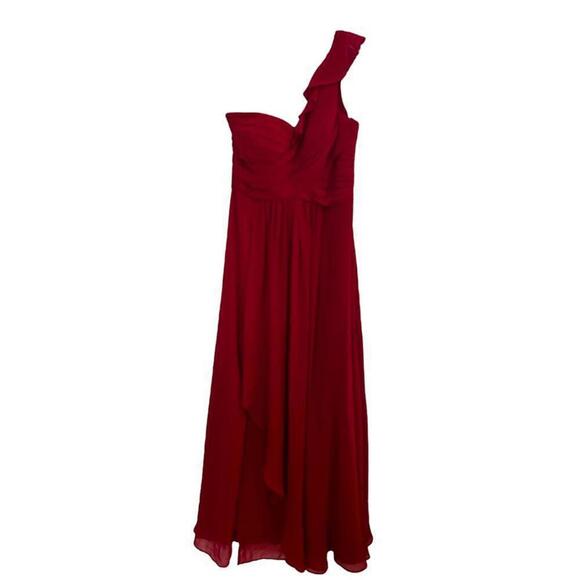 Wtoo l One Shoulder Bridesmaid Dress In Cranberry Size 6 - Picture 2 of 7